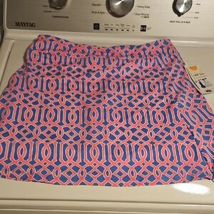 Stylish Bright Pink and Blue Geometric Skort